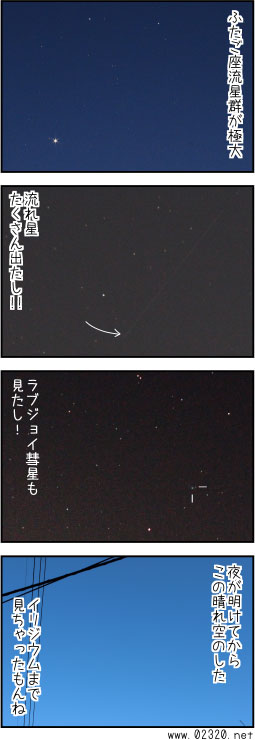 ふたご座流星群とラブジョイとイリジウムフレア