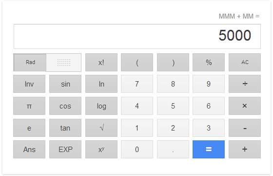 ローマ数字で 3000+2000=5000