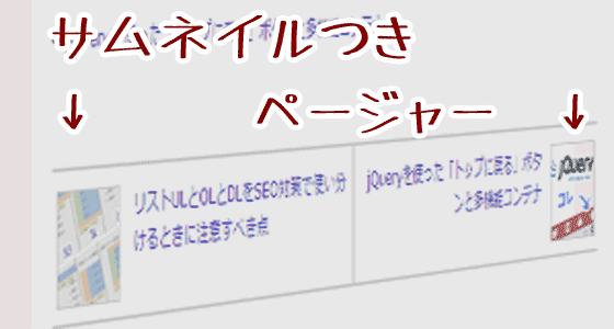 サムネイルつき前後ページナビゲーション