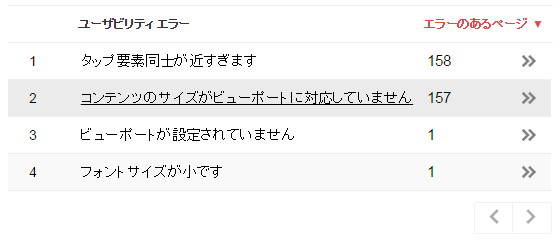 ウェブマスターツールでの具体的なエラー表示